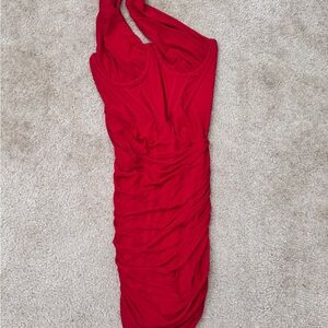 Mini One Shoulder Red Women's Dress